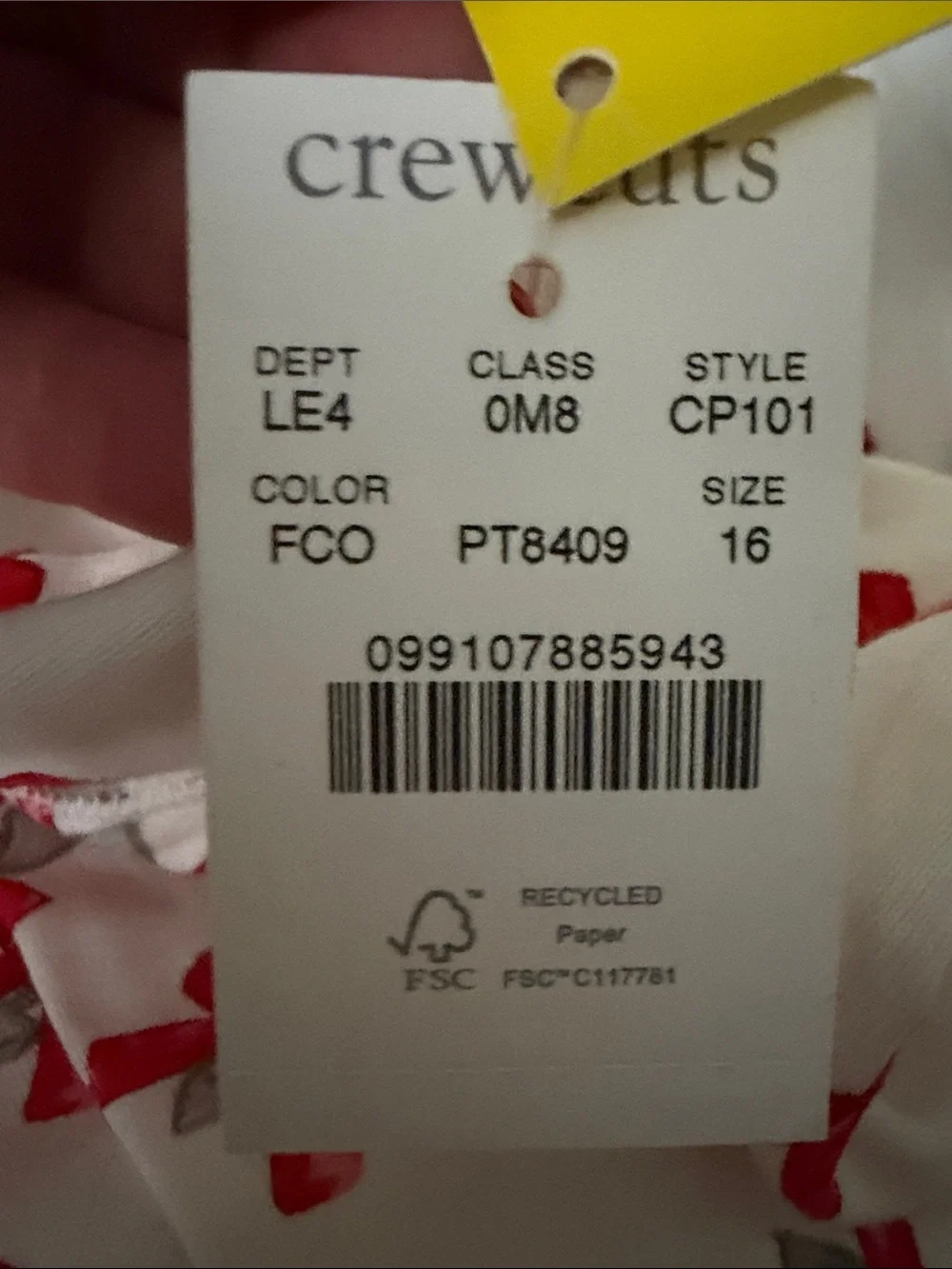Crewcuts White Pajama Set with Red Bow Print